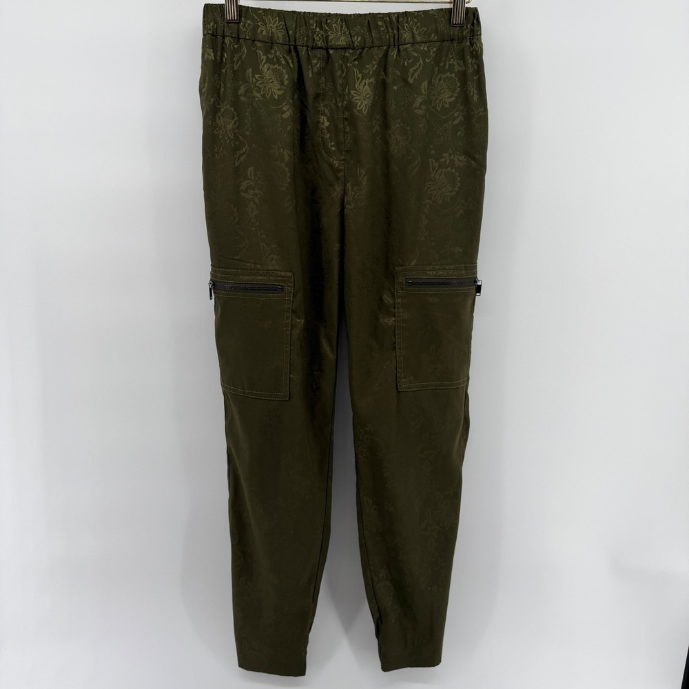 Rachel Rachel Roy Olive Green Floral Jacquard Cargo Jogger Pants Small